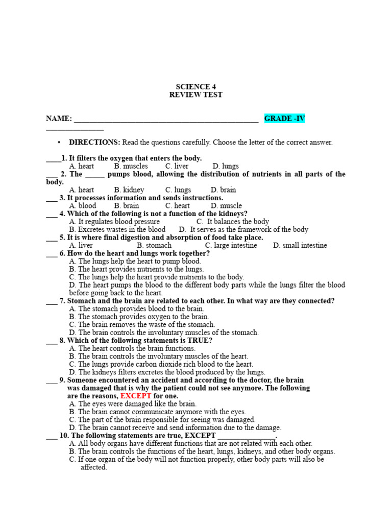2nd Periodical Test Science Pdf Blood Heart