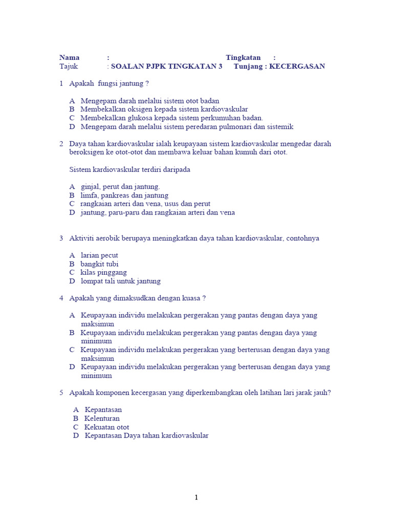 Soalan PJPK Tingkatan 3 | PDF