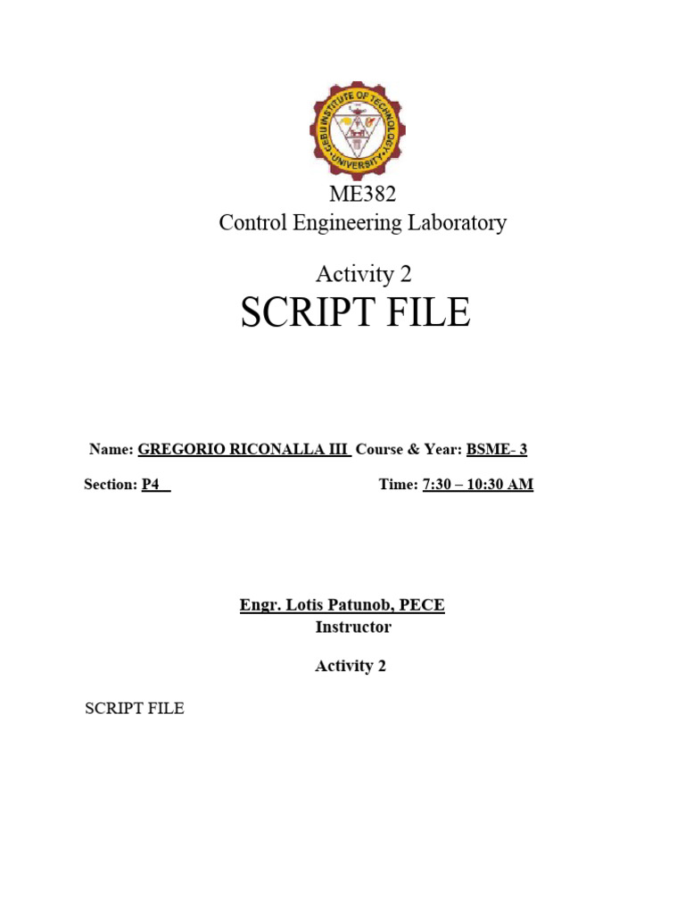 Engineering Lab Script Guide | PDF | Technology & Engineering