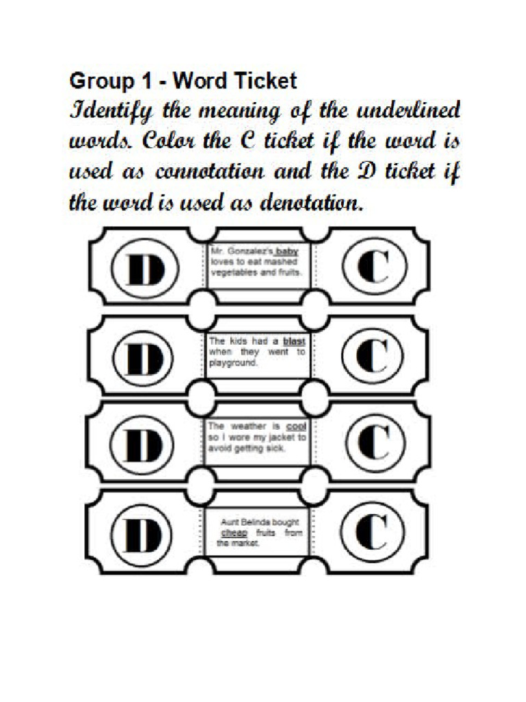 Activity Sheets COT English Denotation Cannotation | PDF