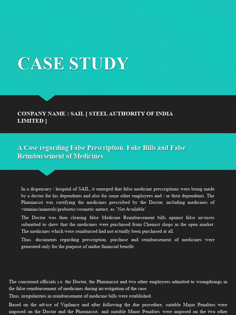 SAIL Case Study: False Medicine Reimbursement | PDF | Pharmacist ...
