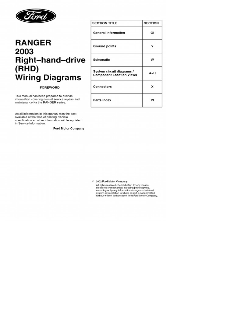 RANGER RHD (2003) Wiring Diagram | PDF