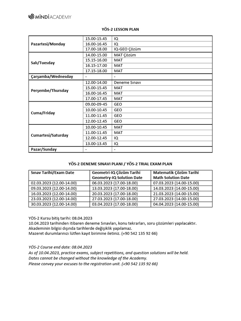 YÖS-2 Plan | PDF