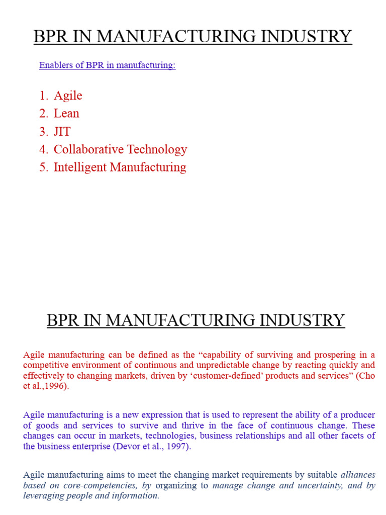 3.enablers of BPR Chapter 3 | PDF | Lean Manufacturing | Agile Software ...