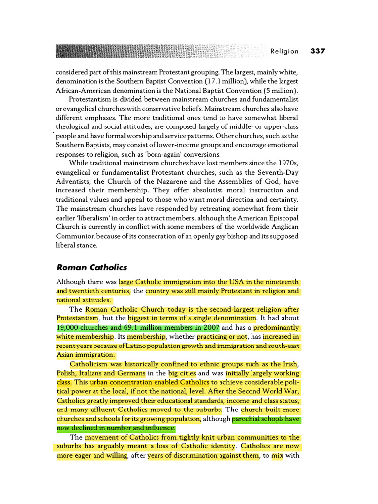 Religions in The US Part 2 | PDF | Protestantism | Catholic Church