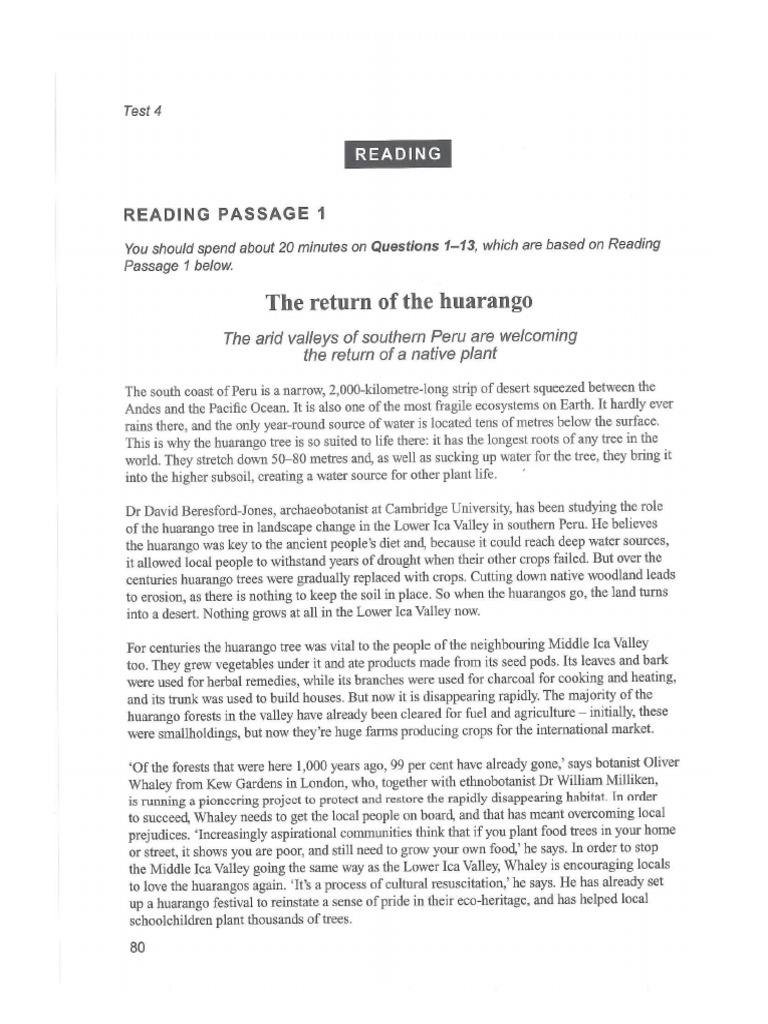 The Return Of The Huarango Reading Answers With Location