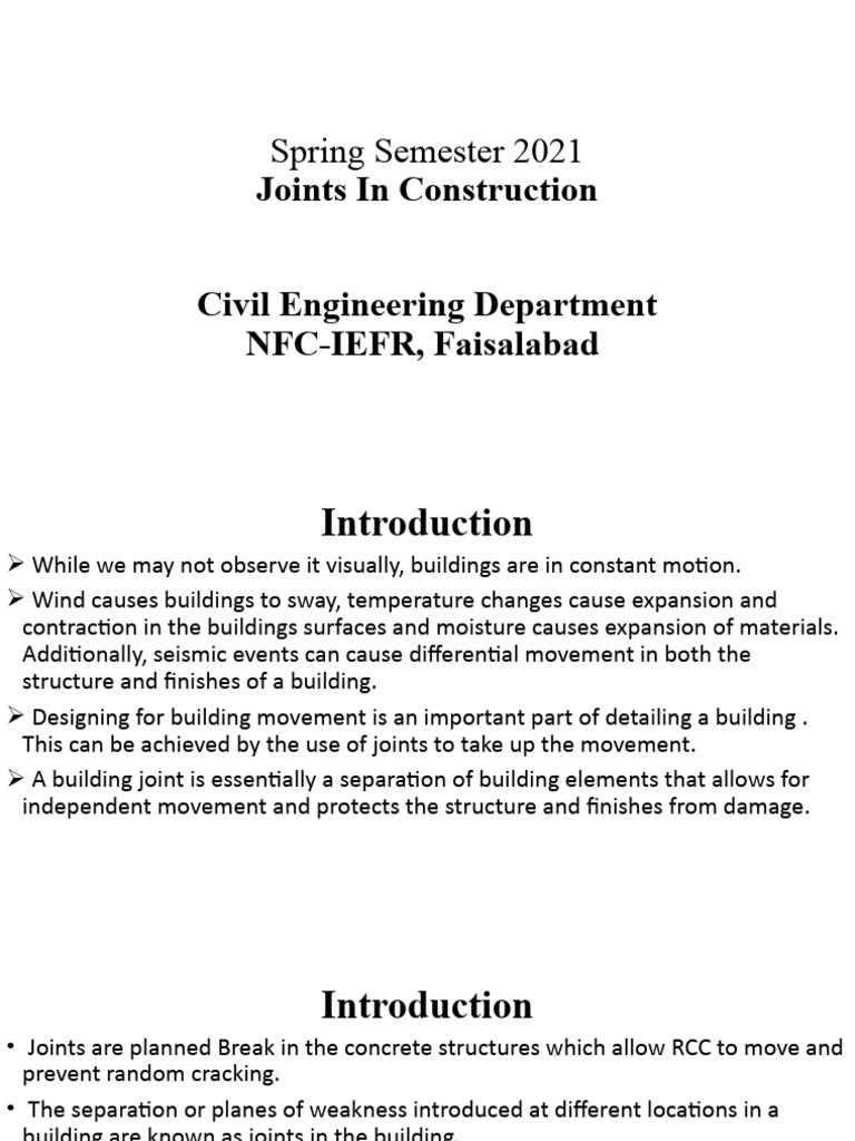 Joints In Construction Pdf Concrete Thermal Expansion
