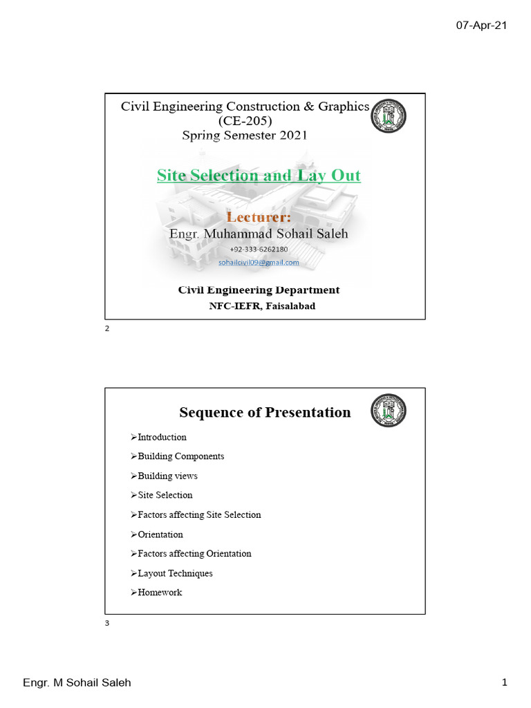 Lec 02 Site Selection Layout Download Free Pdf Stairs