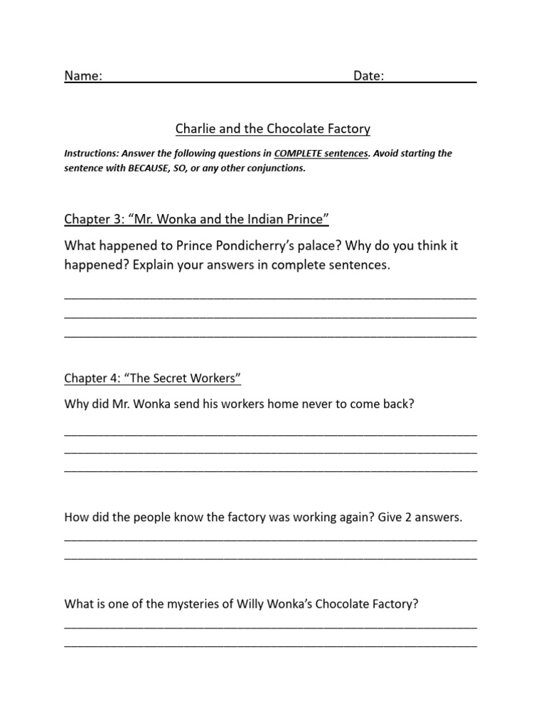 Charlie and The Chocolate Factory Chapter 3-4 | PDF