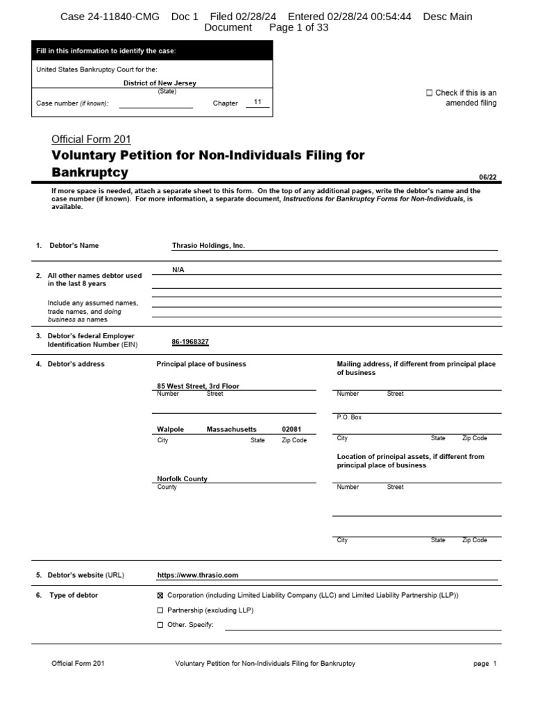 Voluntary Petition For Non-Individuals Filing For Bankruptcy | PDF ...
