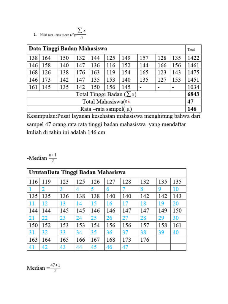 Rata-rata Tinggi Badan Mahasiswa 146 cm | PDF | Metode & Bahan Ajar