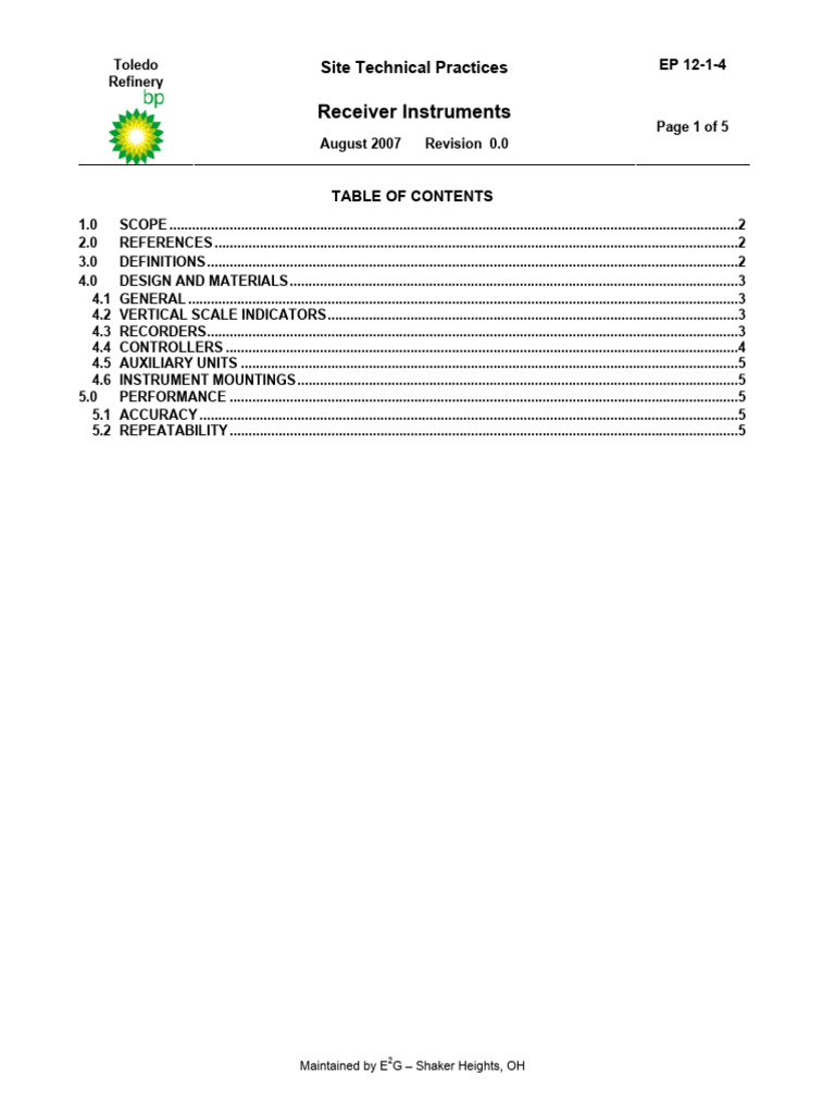 Receiver Instruments: Site Technical Practices | PDF | Instrumentation ...
