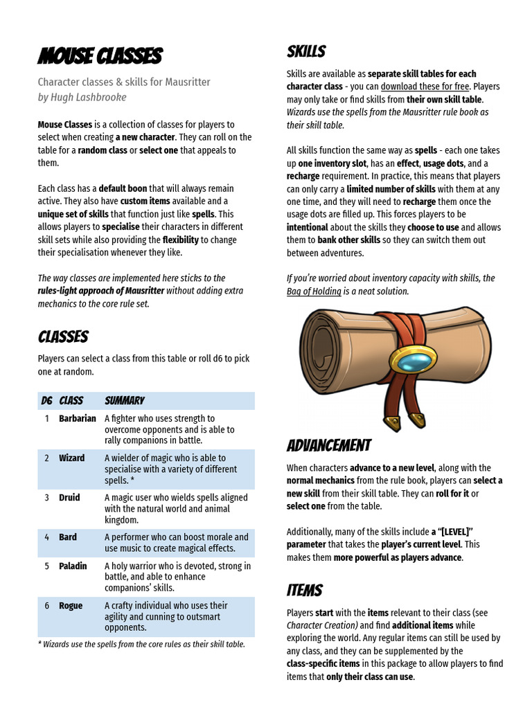 Mouse Classes | PDF | Role Playing Games