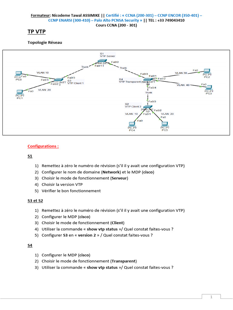 Configuration VTP et VLAN dans CCNA | PDF | Standards de réseaux ...