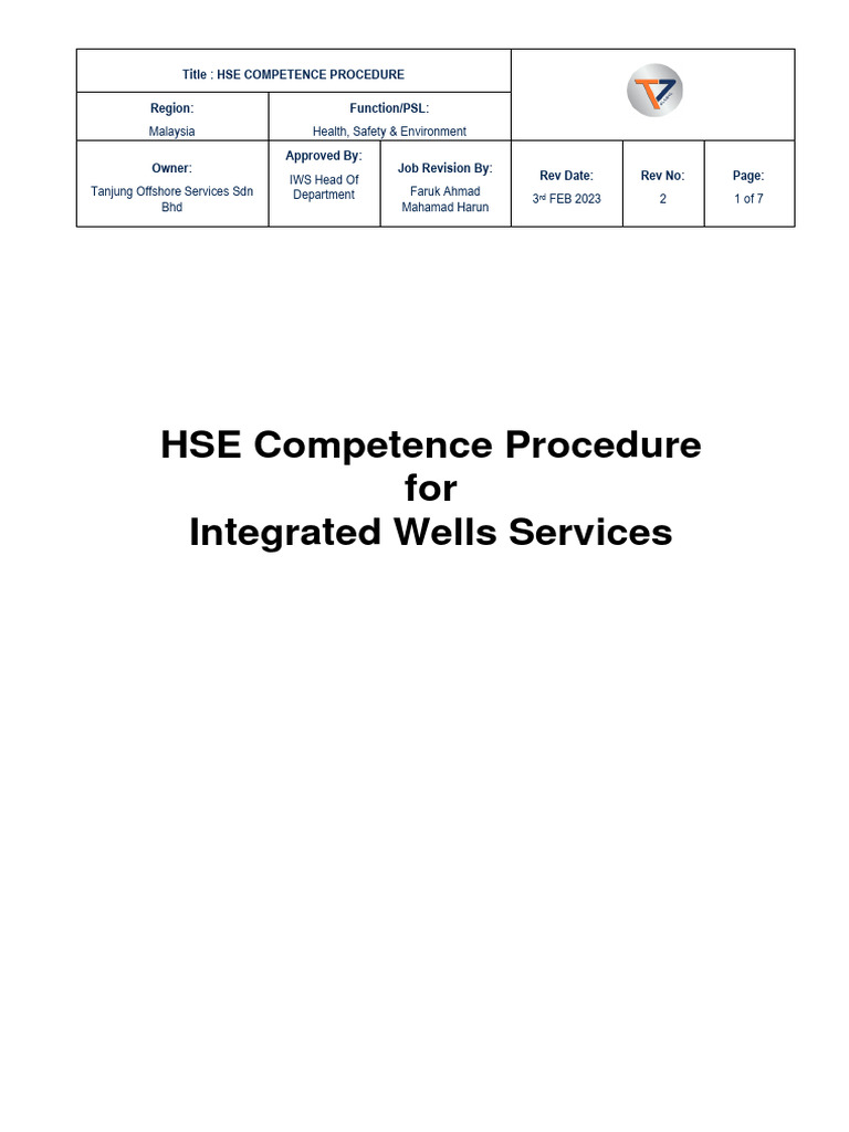 HSE Competence Assurance Procedure | PDF | Regulatory Compliance | Business