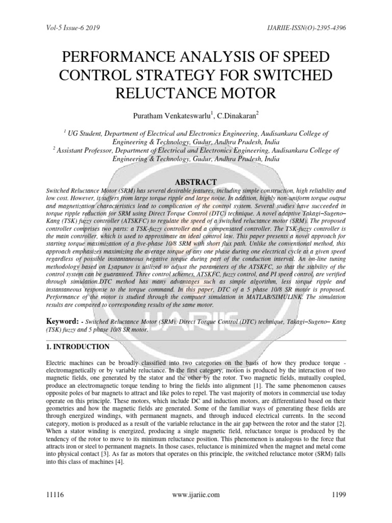 Speed Control for Switched Reluctance Motor | PDF | Electric Motor ...