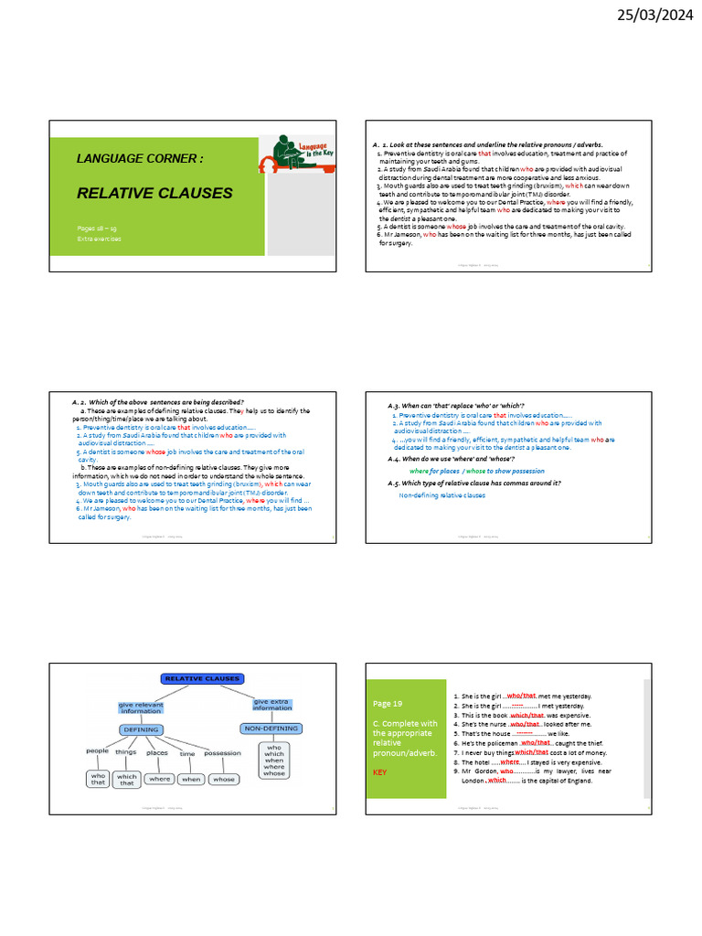 Language8A RELATIVE+CLAUSES Pp+18-19+++extra+exercises ANSWERS Mar2024 ...