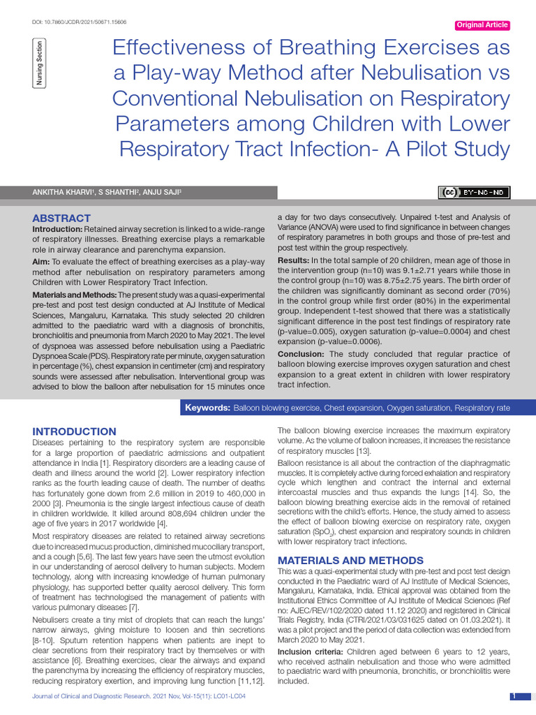 Effectiveness of Breathing Exercises As | PDF | Respiratory System ...