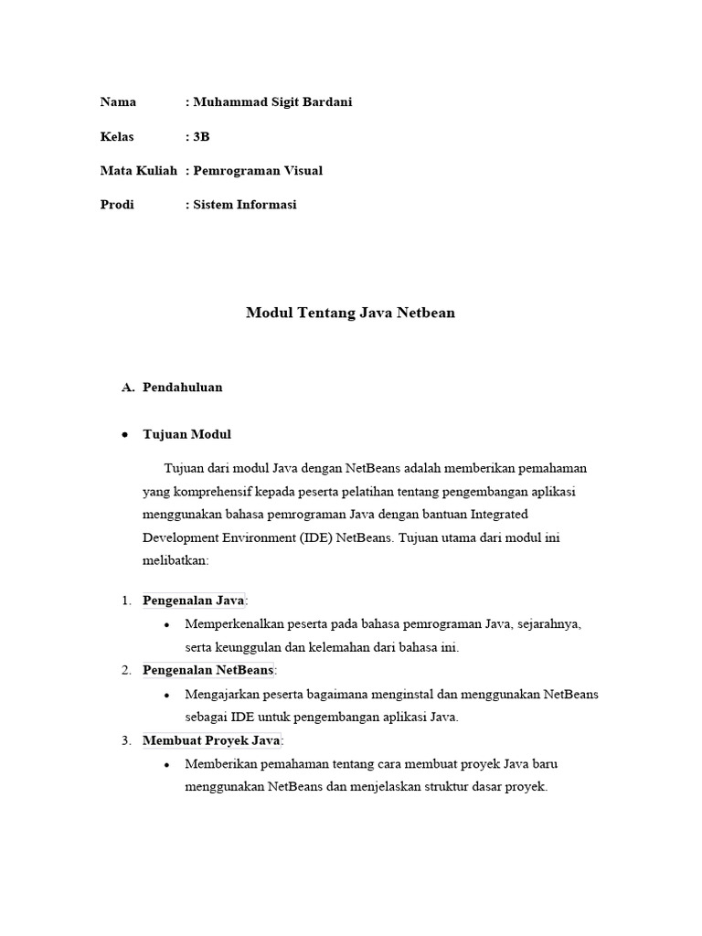 Modul Pemrograman Java dengan NetBeans | PDF