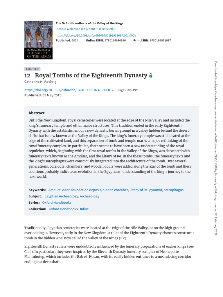 12 Royal Tombs of The Eighteenth Dynasty: Catharine H. Roehrig ...
