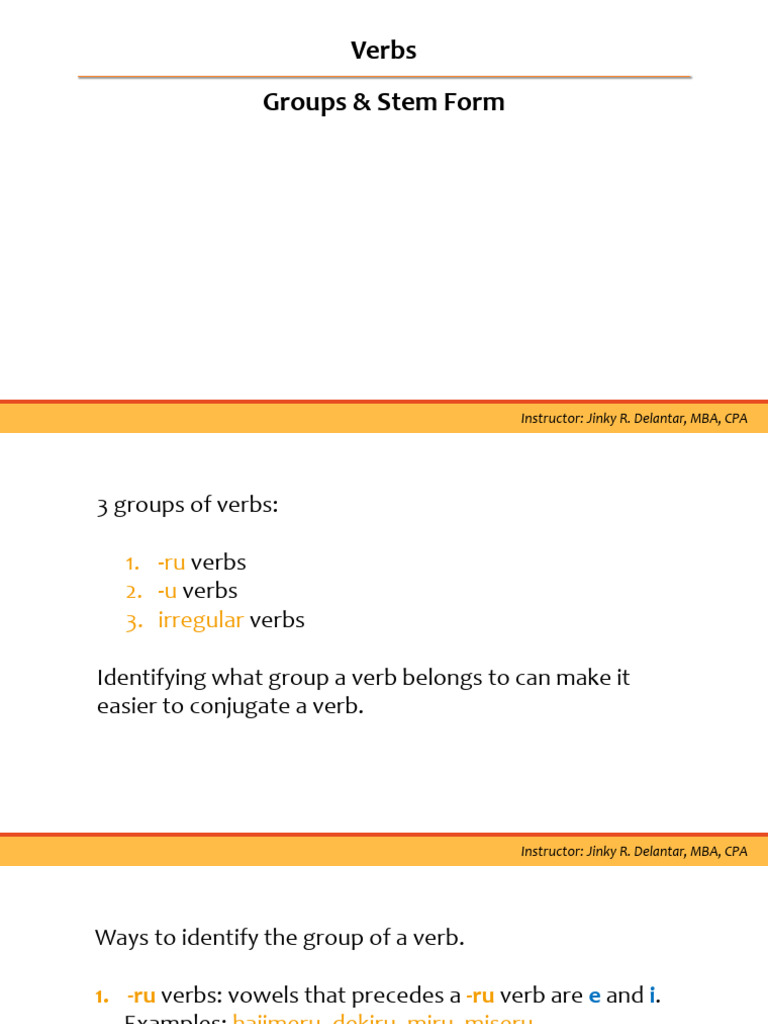 Verb Groups | PDF | Verb | Grammatical Conjugation