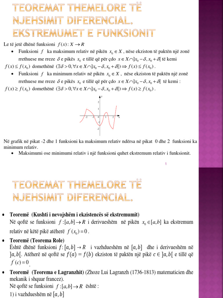 Leksion 8, Teoremat Themelore Të Njehsimit Diferencial | PDF