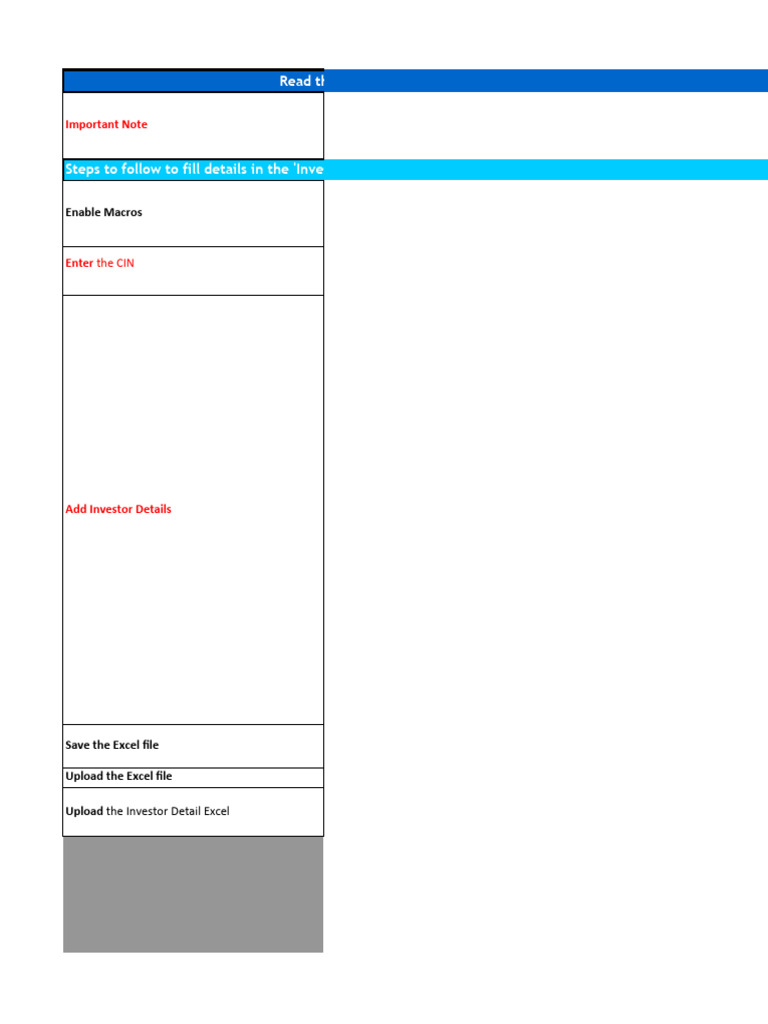 Investor Details Upload Instructions | PDF | Microsoft Excel