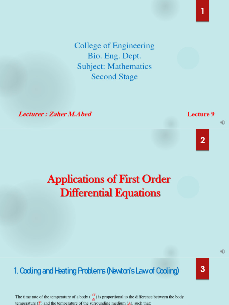 Applications of First Order Differential Equations - 121207 | Download ...