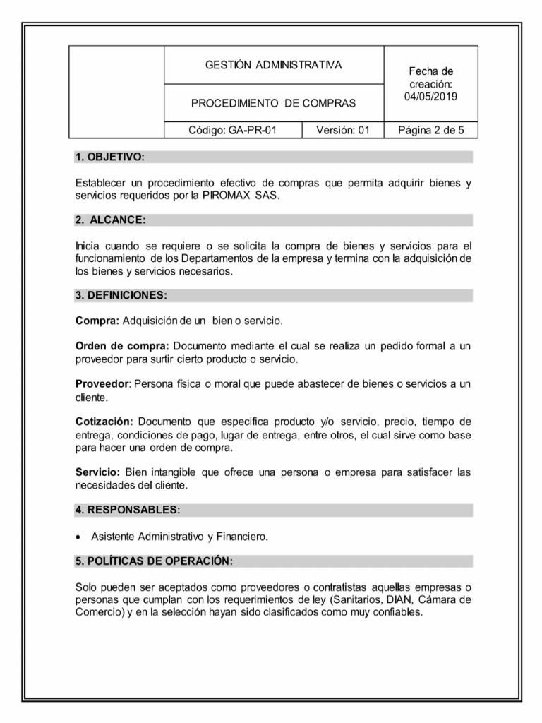 Procedimiento de compra 1 | PDF