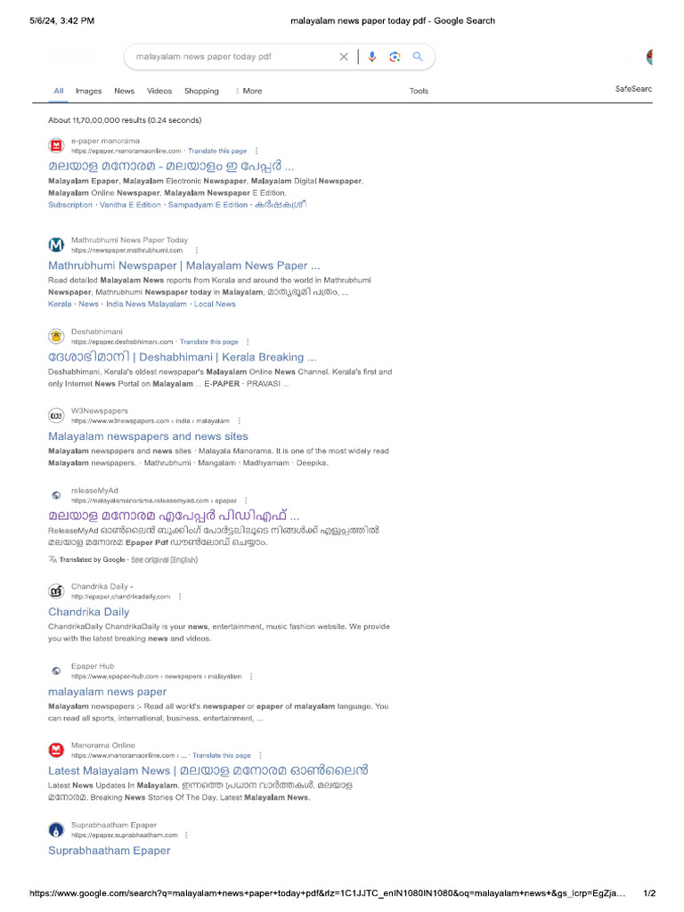 Sample Google Search For Today In Edge
