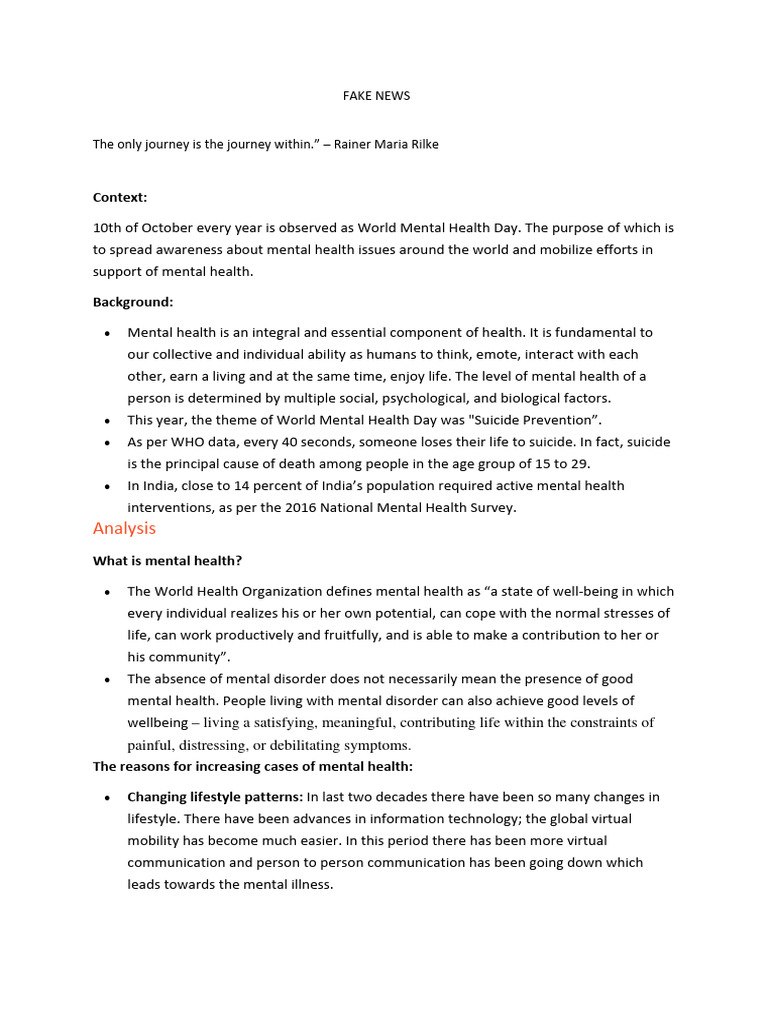 Fake news essay content pdf mental health mental disorder