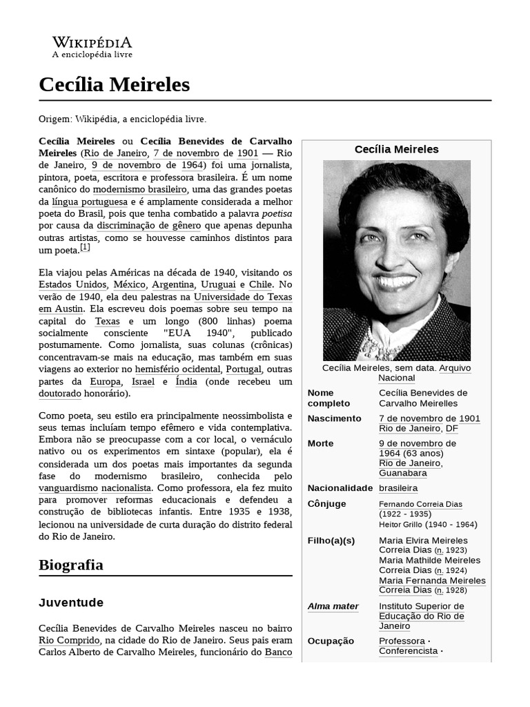 Biografia de Cecília Meireles | PDF