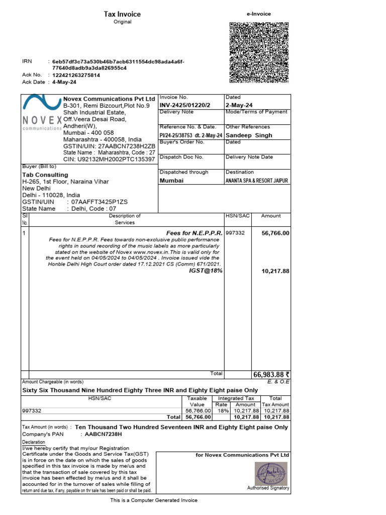 Tax Invoice Tab Consulting 3 | PDF | Invoice | Taxes