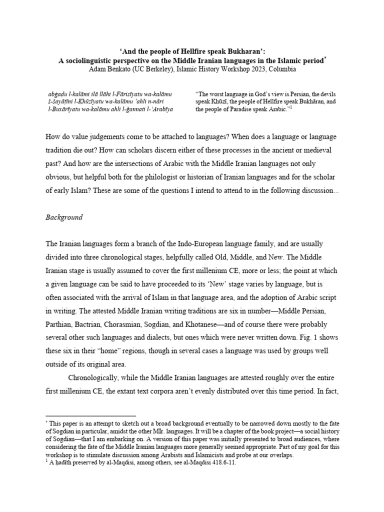 Middle Iranian Languages in Islamic Context | PDF | Persian Language ...