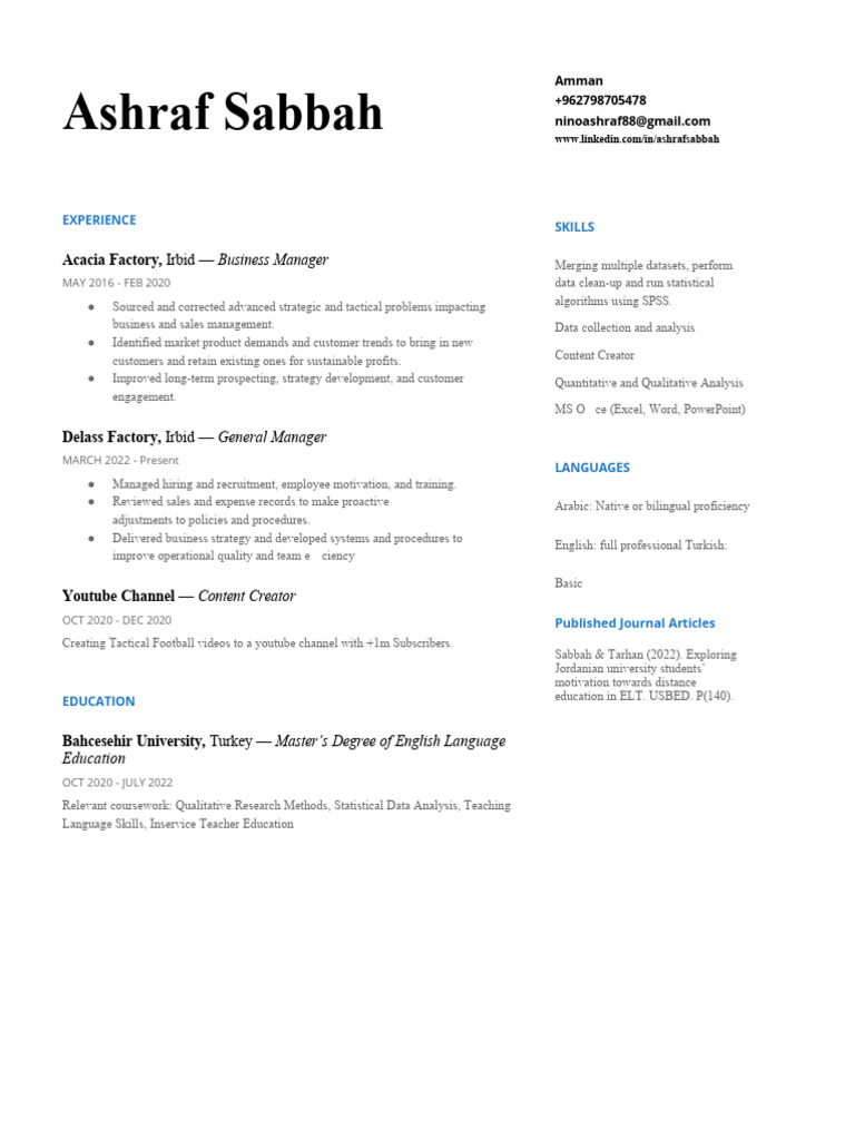 Ashraf Sabbah Acacia Factory Irbid Business Manager PDF You 