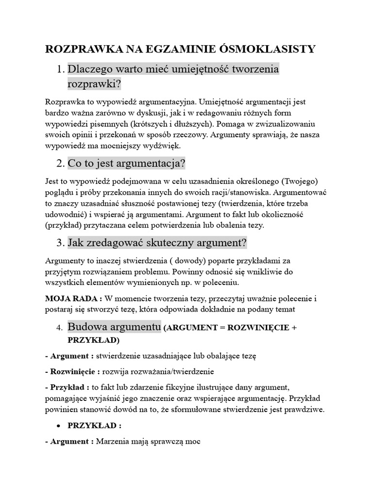 Rozprawka (Notatka Autorska) | PDF