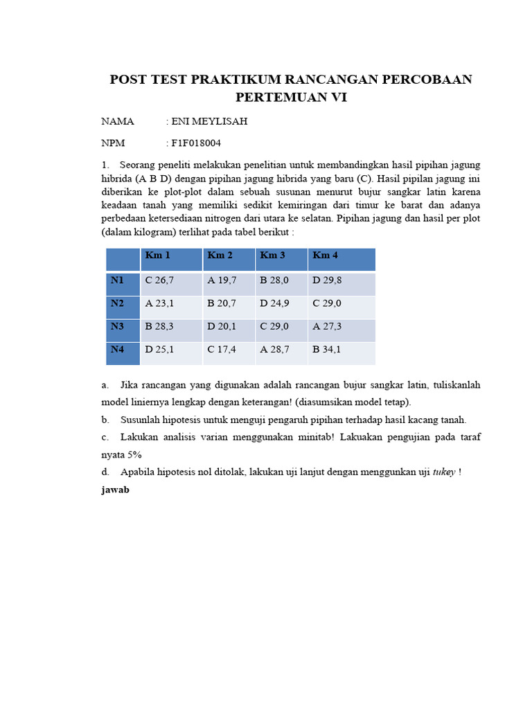 Post Test Rancob | PDF