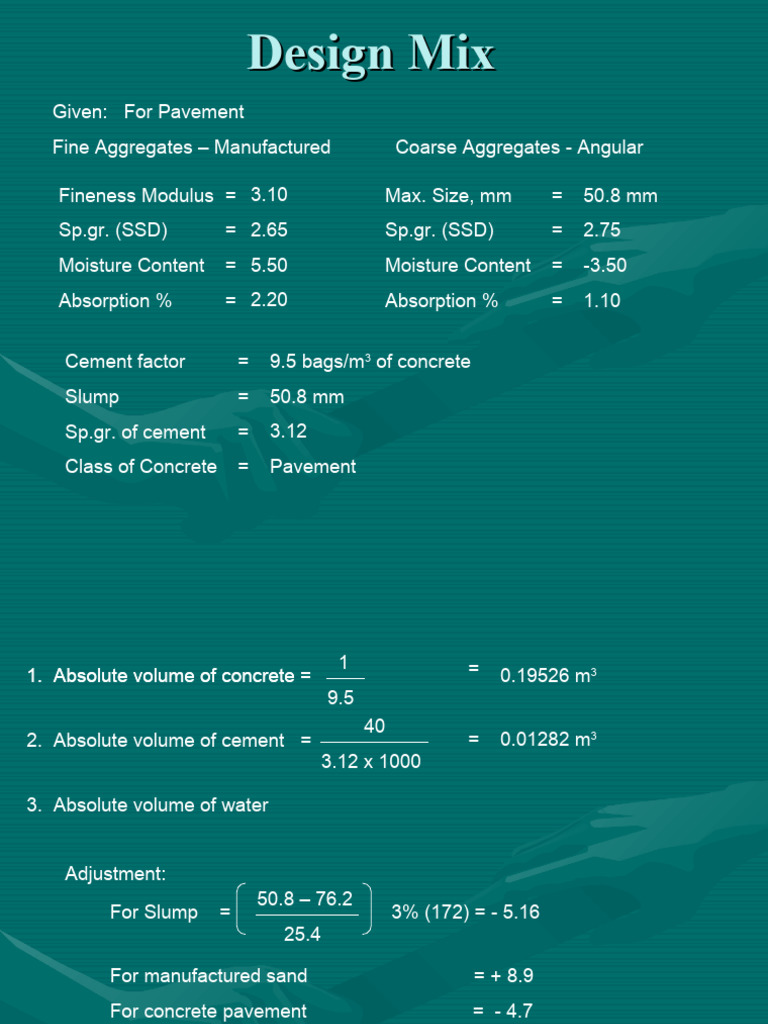 Design mix d pdf concrete sand