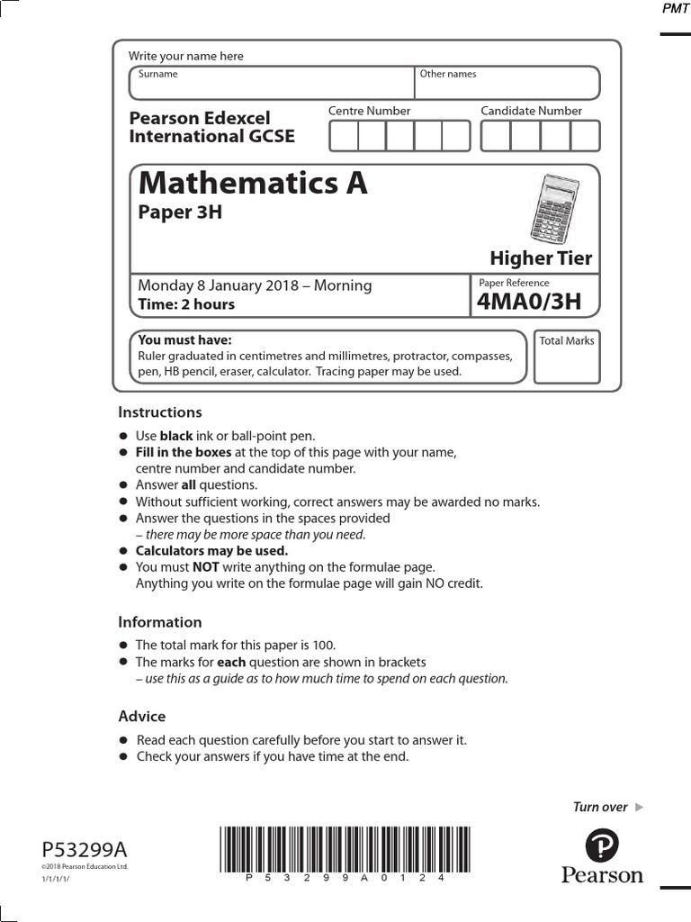 2018 Edexcel International GCSE Math Exam | PDF | Area | Geometry