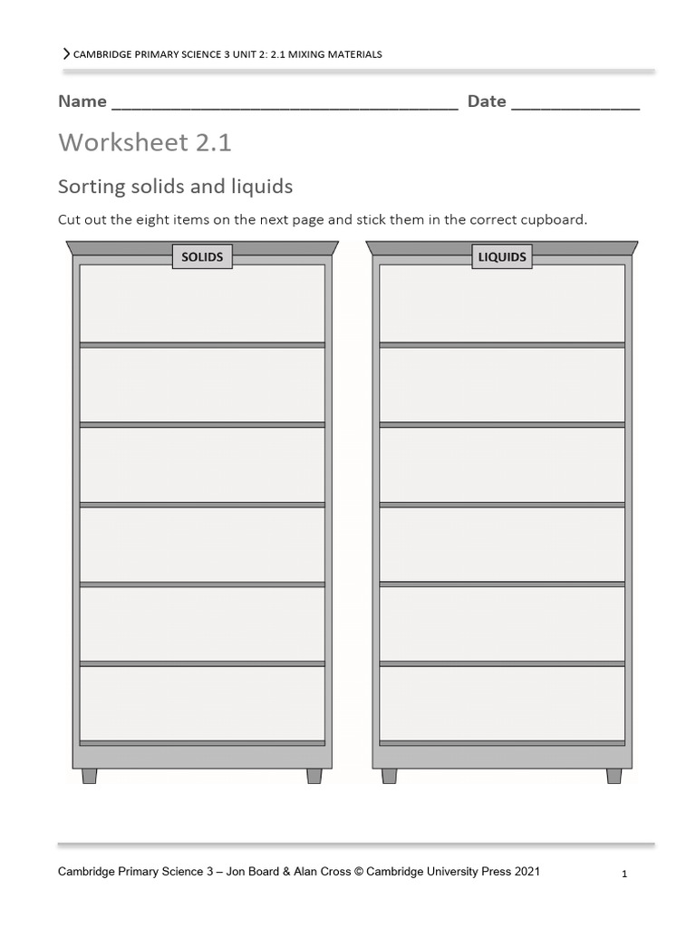 Mixing Materials: Unit 2 Worksheets | PDF | Liquids