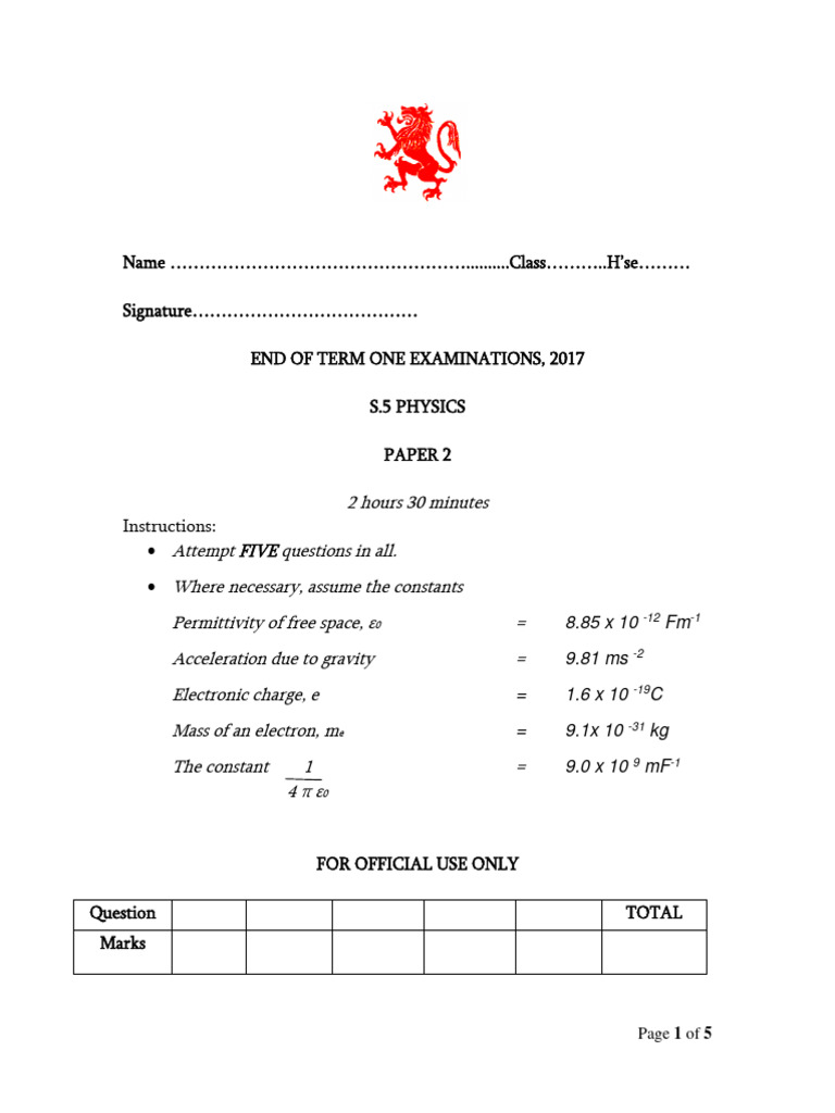 s.5 Phy Paper 2 Test 3 | PDF | Electrostatics | Mirror