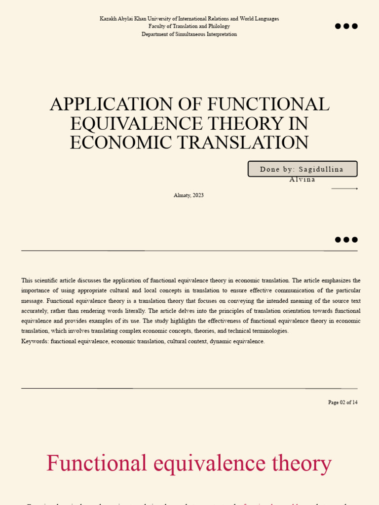 Economic Translation and Functional Equivalence | PDF | Translations ...
