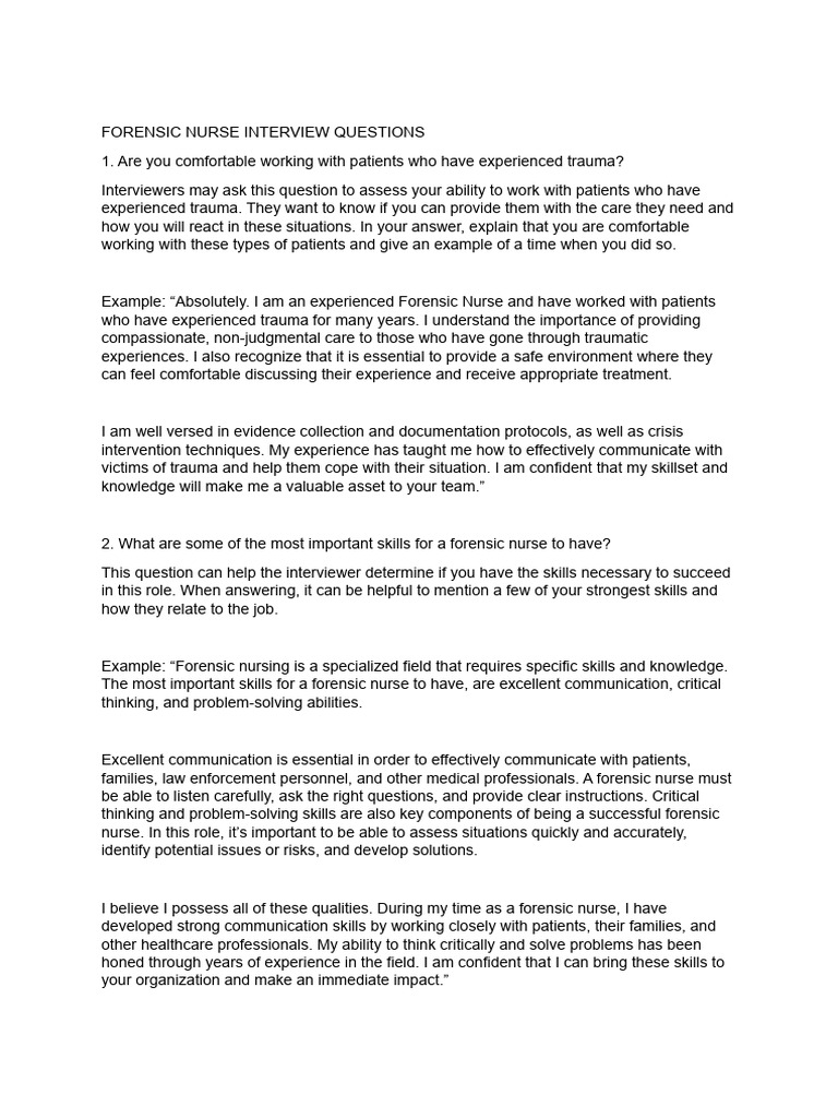 Forensic Nurse Interview Insights | PDF | Nursing | Critical Thinking