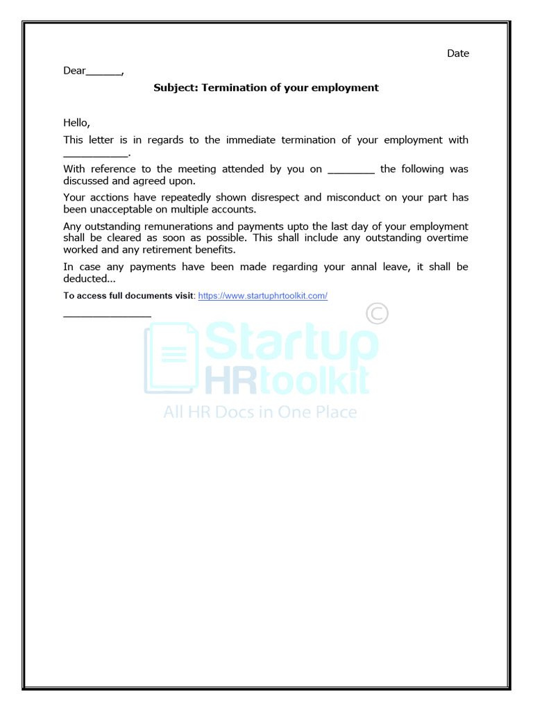 Termination Letter for Serious Misconduct | PDF