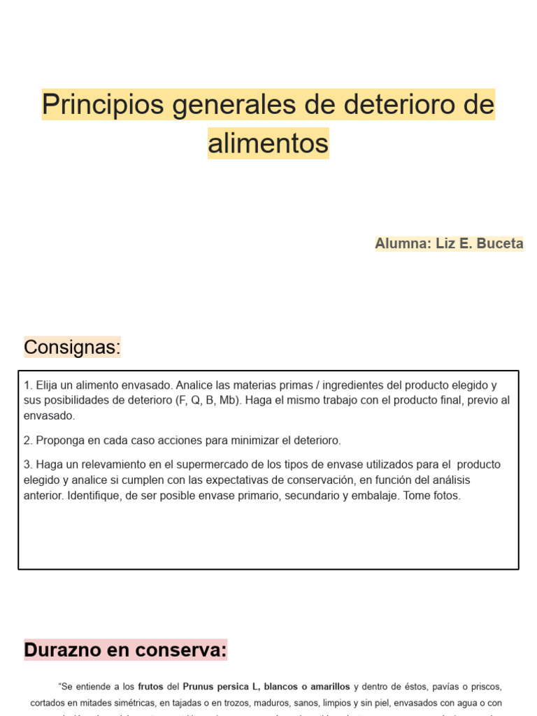 Deterioro y conservación del durazno en conserva | PDF | Alimentos | Fruta