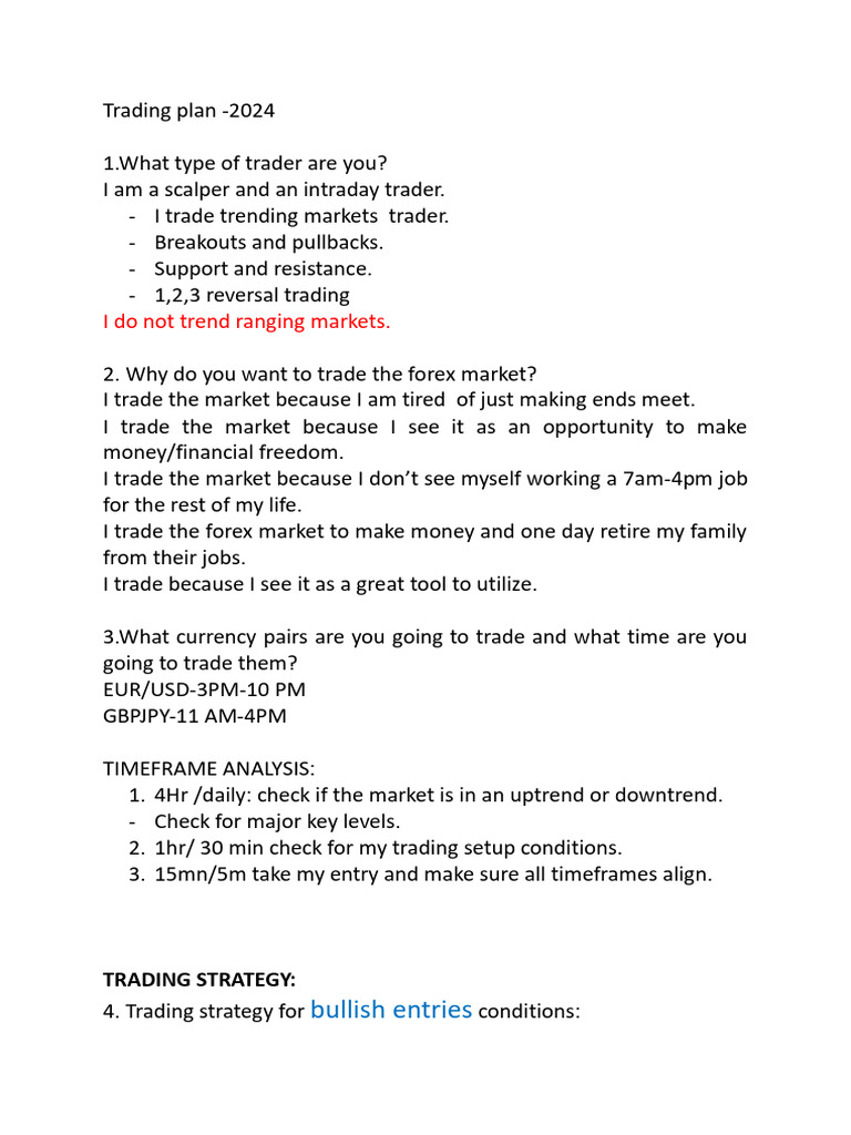 Ivy Trading Plan | PDF | Market Trend | Day Trading