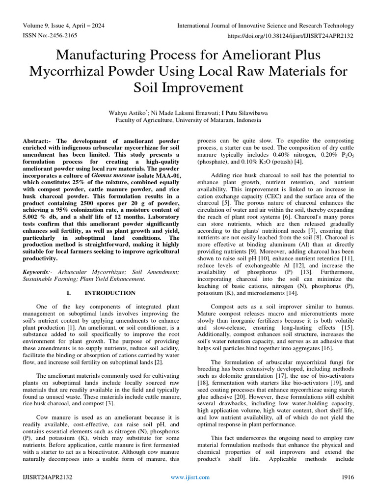 Mycorrhizal Powder for Soil Improvement | PDF | Soil | Compost