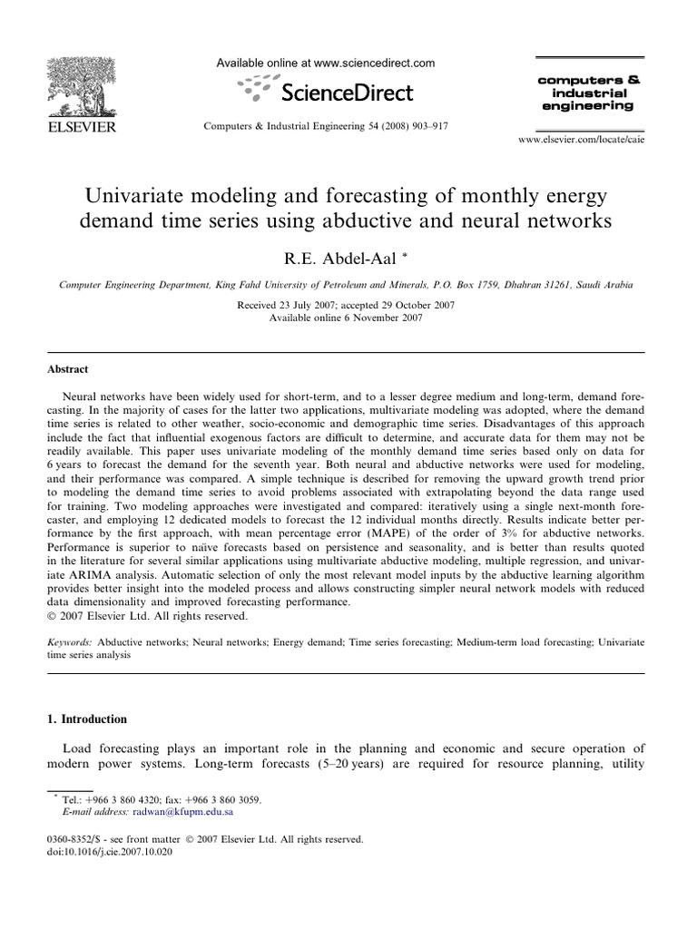 Abductive & Neural Networks For Monthly Energy Forecasting | PDF ...