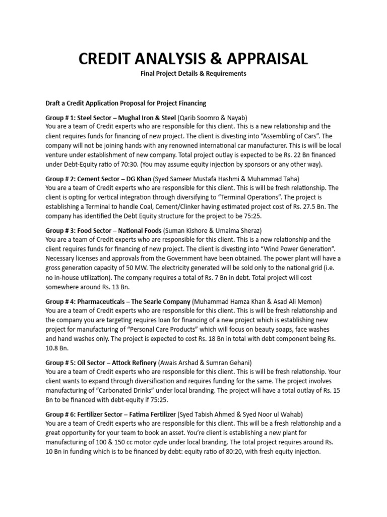 Credit Application Proposals for Projects | PDF | Debt | Economies