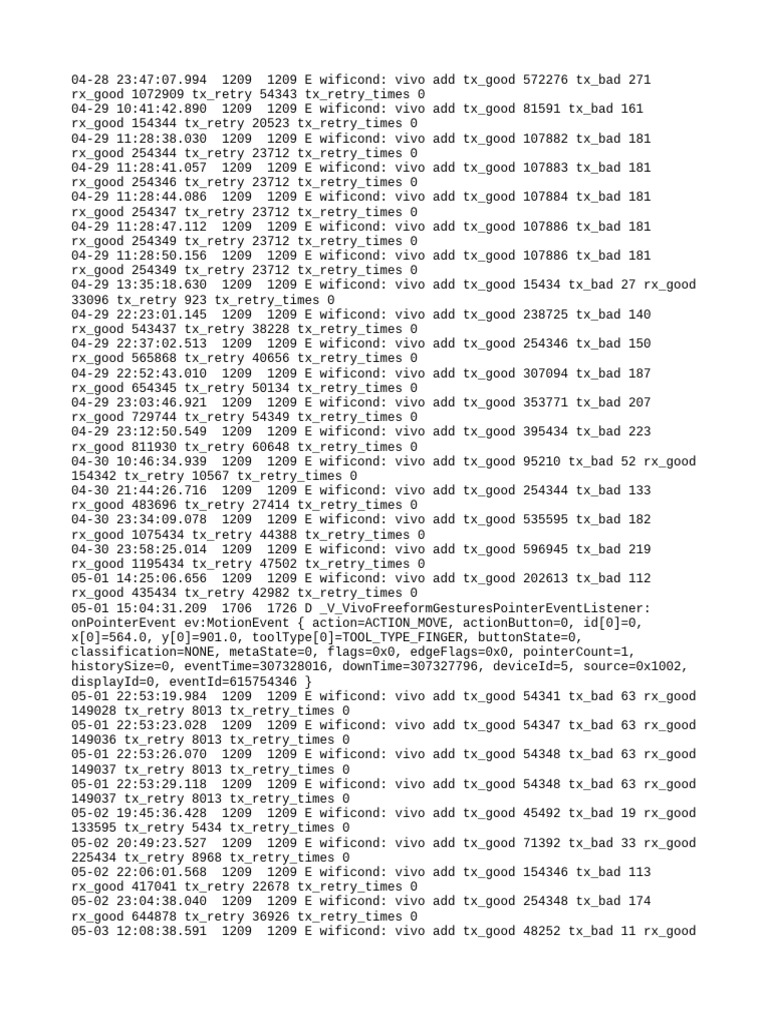 Vivo WiFi Performance Data Logs | PDF | Computing | Computer Architecture